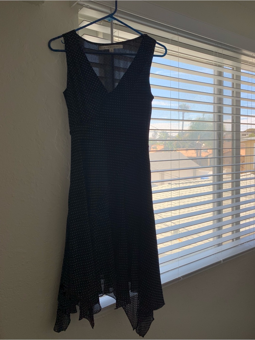 Max Studio Black Polka Dot Asymmetrical Hem Dress